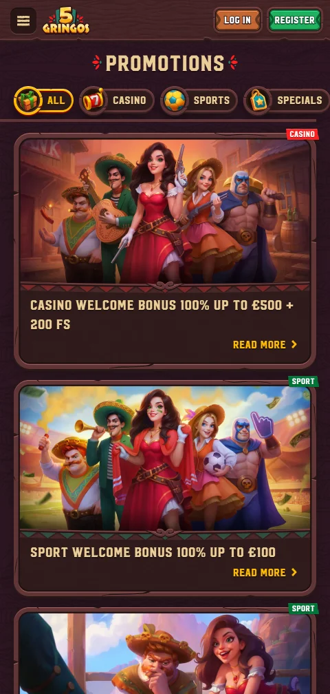 Ταμείο του 5Gringos Casino με κάρτες, e-wallets και κρυπτονομίσματα