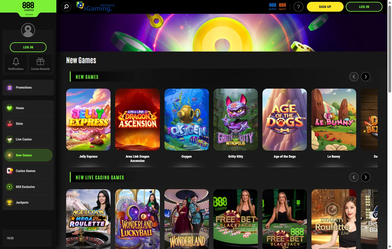 Κατάλογος slots και ιδιόκτητων παιχνιδιών του 888 Casino σε υπολογιστή