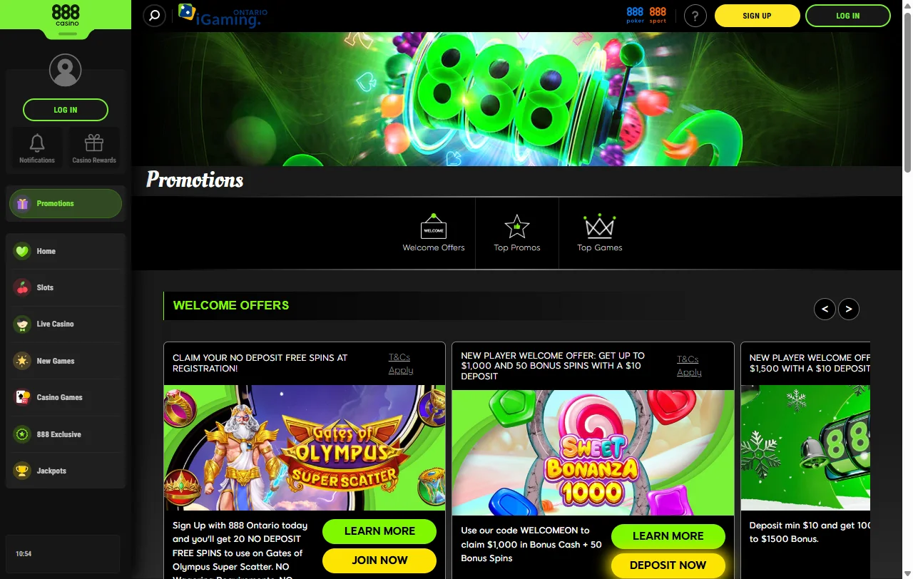 Όροι πακέτου καλωσορίσματος και wagering του 888 Casino
