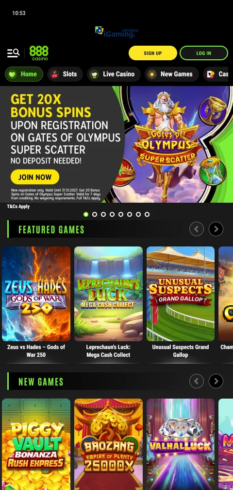 Έκδοση browser του 888 Casino σε κινητό τηλέφωνο