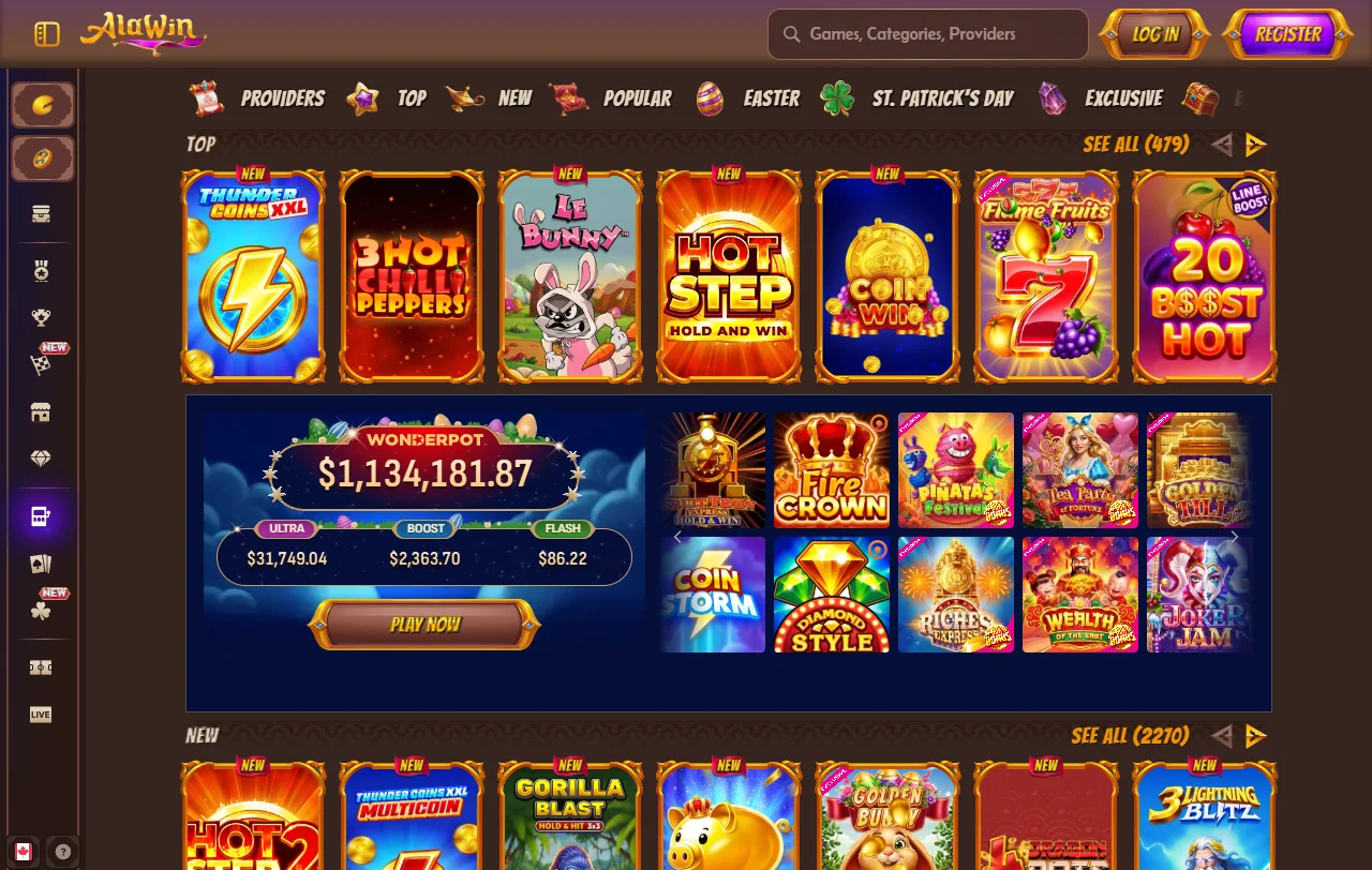 Πακέτο υποδοχής του Alawin Casino έως 2.000 € με 300 free spins