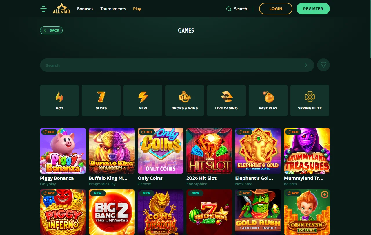 Πακέτο καλωσορίσματος του AllStar Casino έως 3.300 € με wagering x40