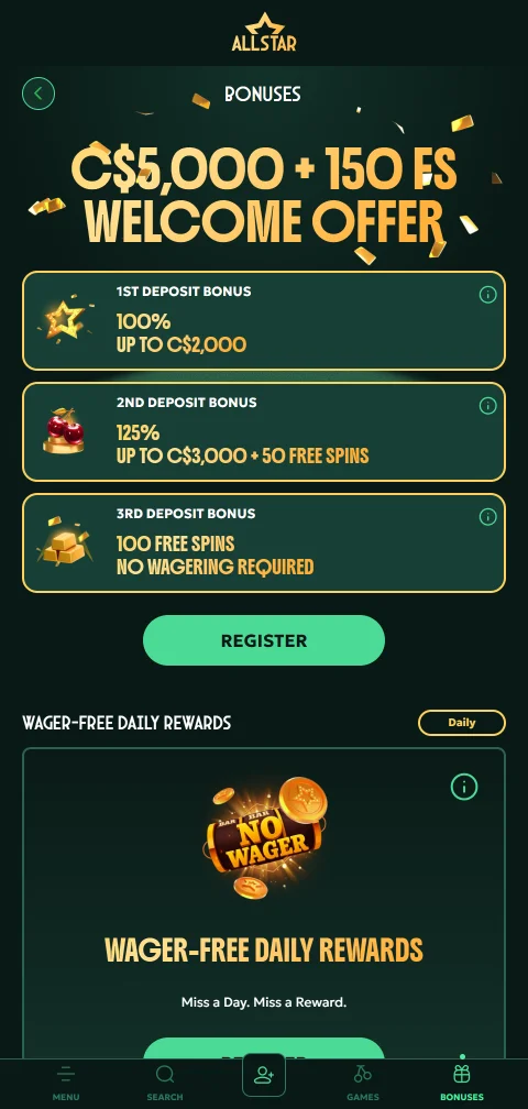Μέθοδοι κατάθεσης και ανάληψης του AllStar Casino με όριο 1.000 € ημερησίως