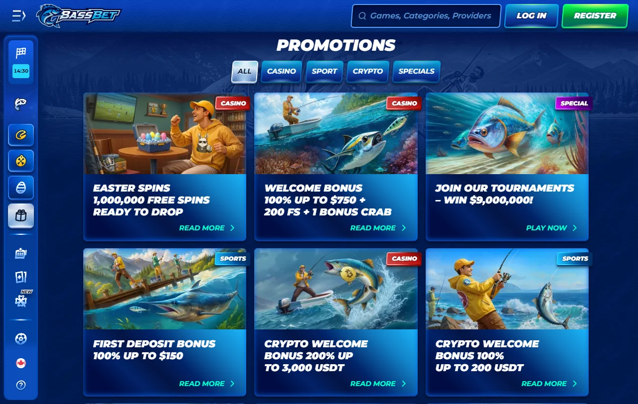 Μπόνους καλωσορίσματος του BassBet 100% έως 500€ με 200 free spins