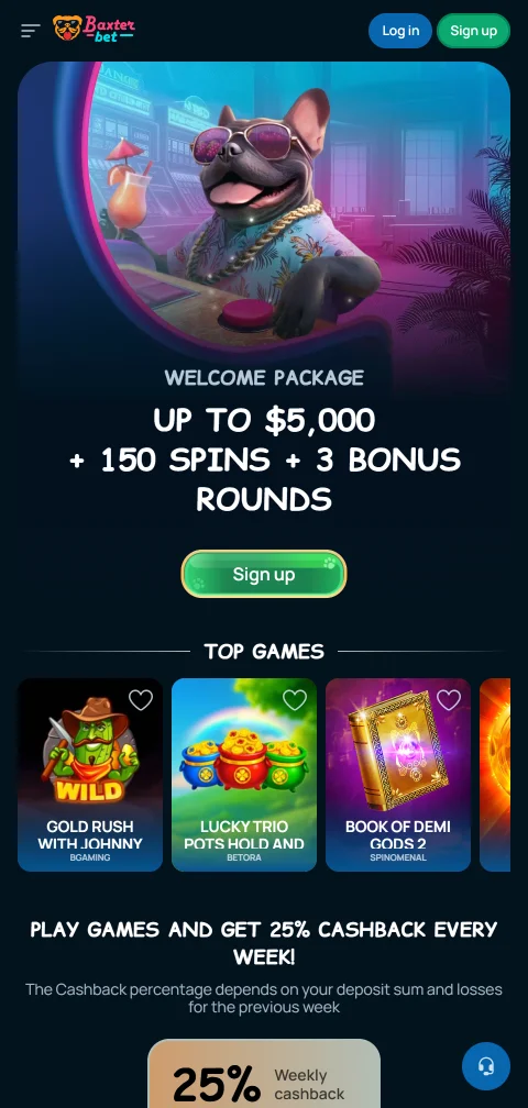 Το Baxterbet Casino σε mobile browser με πρόσβαση σε live τραπέζια