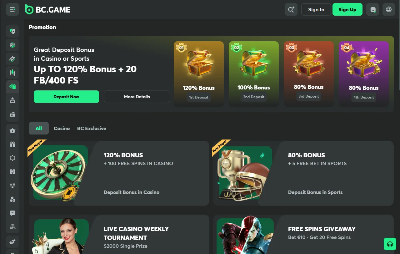 Κατάλογος παιχνιδιών του BC Game Casino με slots της Pragmatic Play και live casino