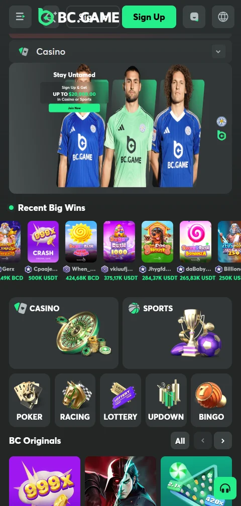 Το BC Game Casino σε κινητό μέσω browser και εφαρμογής Android