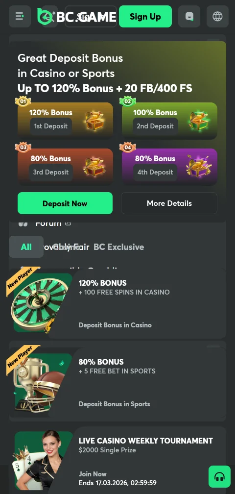 Ταμείο του BC Game Casino με καταθέσεις Bitcoin, USDT και on-ramp MoonPay