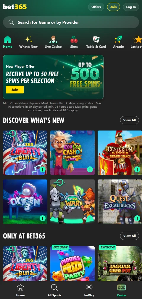 Εφαρμογή του bet365 Casino για iOS και Android στην ελληνική αγορά