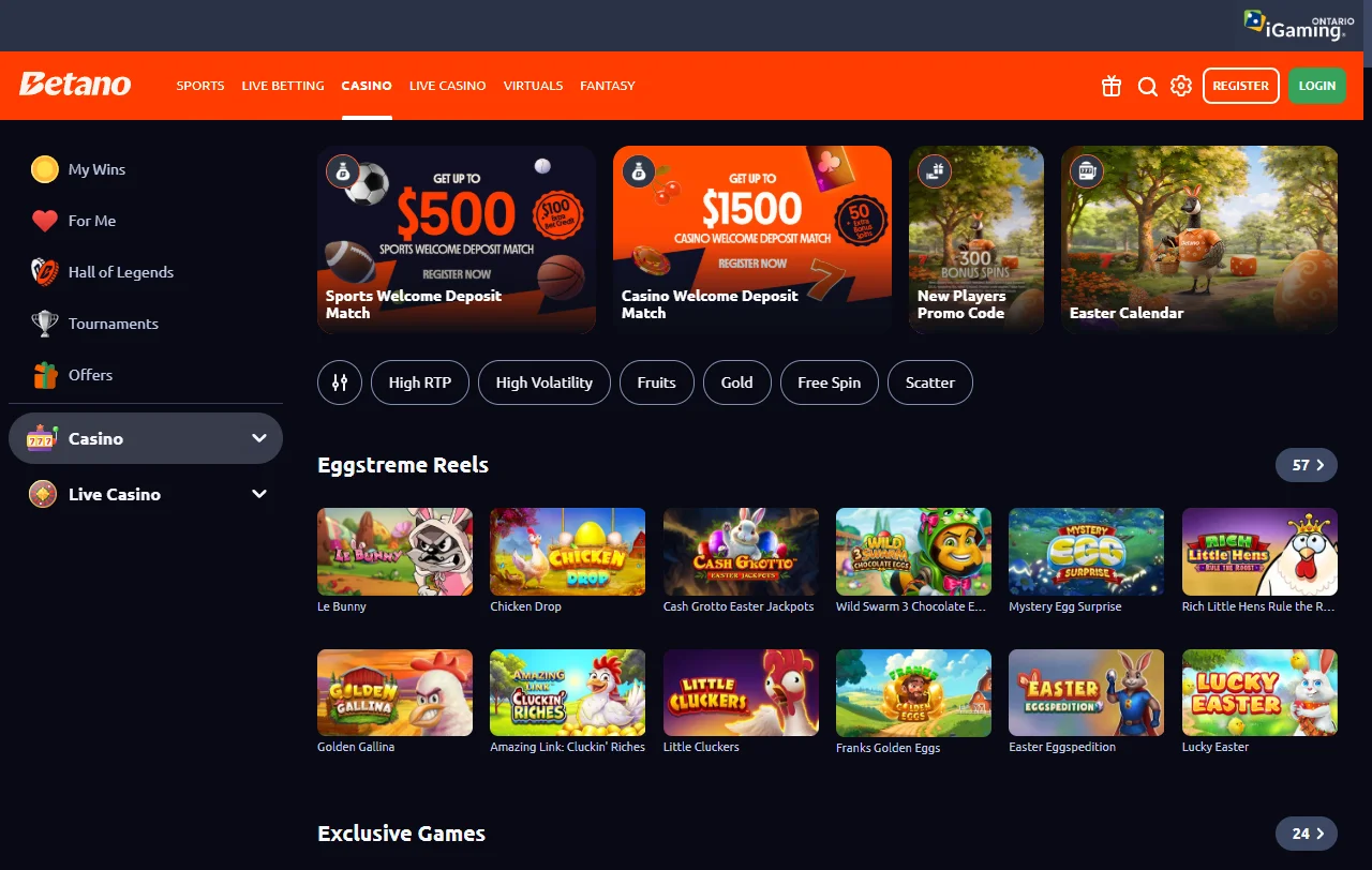 Κατάλογος παιχνιδιών του Betano Casino με slots από Pragmatic Play και NetEnt