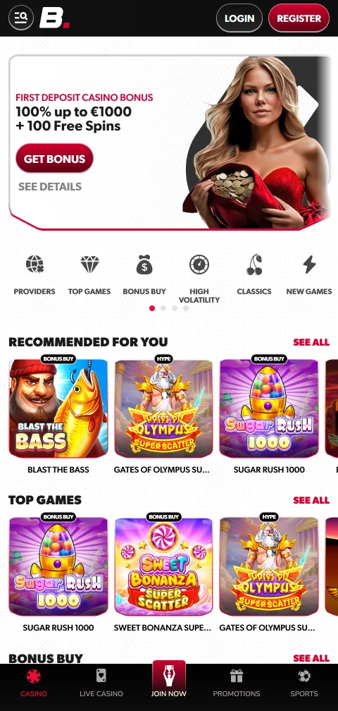 Η mobile έκδοση του Betista Casino στον browser του κινητού