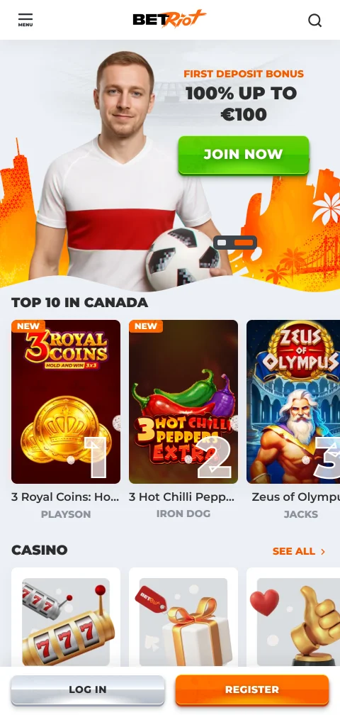 Το BetRiot Casino στον mobile browser χωρίς εφαρμογή για Android ή iOS