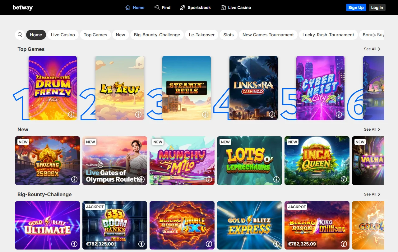Αρχική σελίδα Betway Casino με άδεια MGA και αποκλεισμό παικτών από Ελλάδα