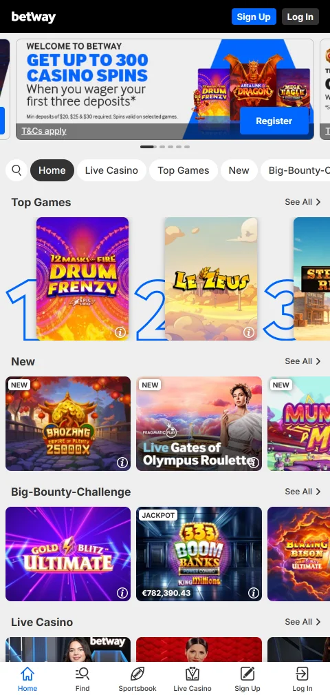 Εφαρμογή Betway Casino για iOS και Android με ενιαίο λογαριασμό στοιχήματος