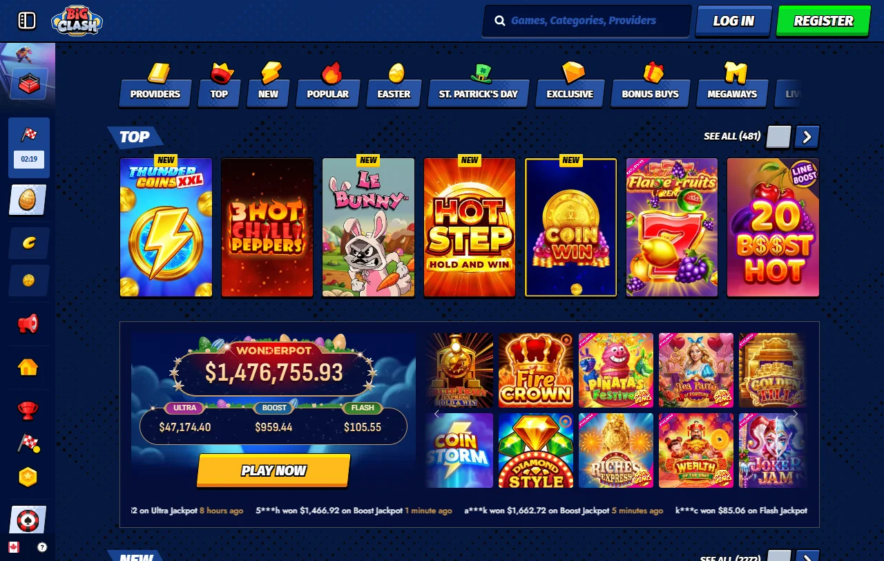 Πακέτο καλωσορίσματος του BigClash Casino με 100% έως €500 και 200 free spins