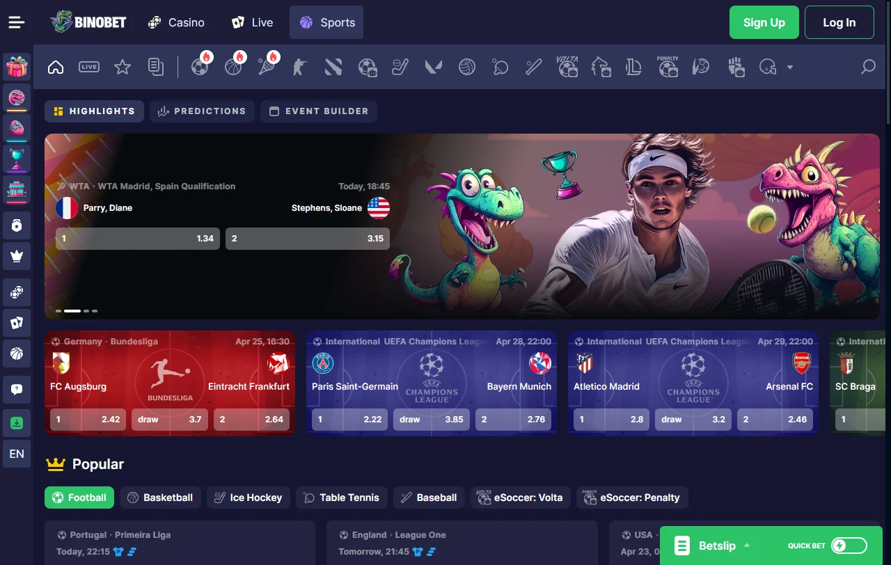 Πακέτο καλωσορίσματος Binobet έως 1.500 € με 150 free spins σε τρεις καταθέσεις