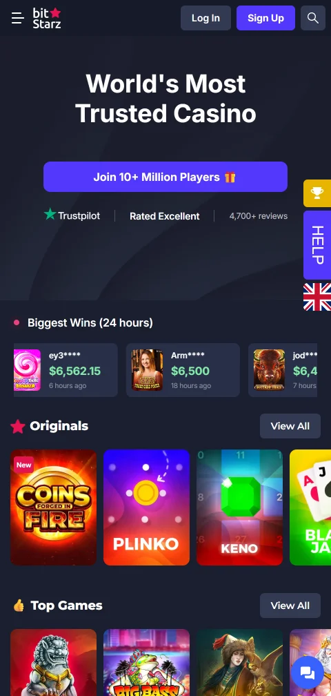 Έκδοση browser του BitStarz σε κινητό με τον κατάλογο και το live chat