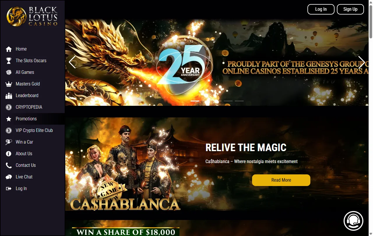 Πακέτο καλωσορίσματος 300% και κωδικοί bonus του Black Lotus Casino