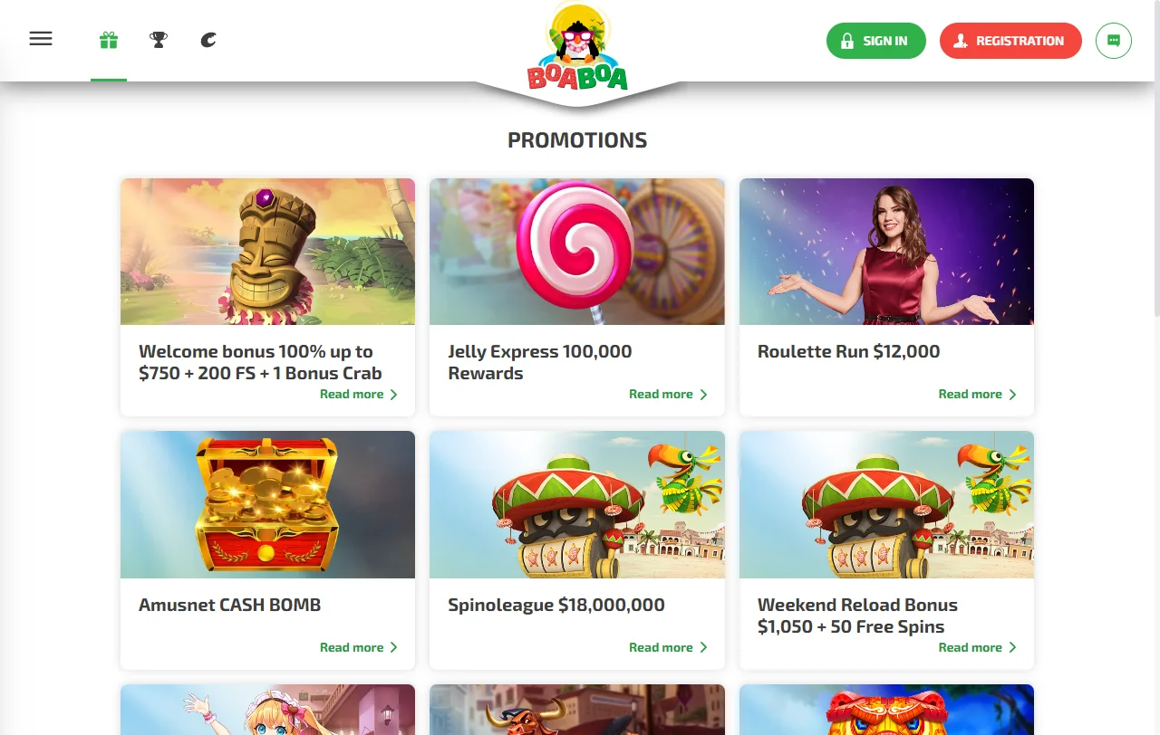 Κατάλογος slots της BoaBoa Casino με τίτλους Pragmatic Play, Hacksaw Gaming και Nolimit City