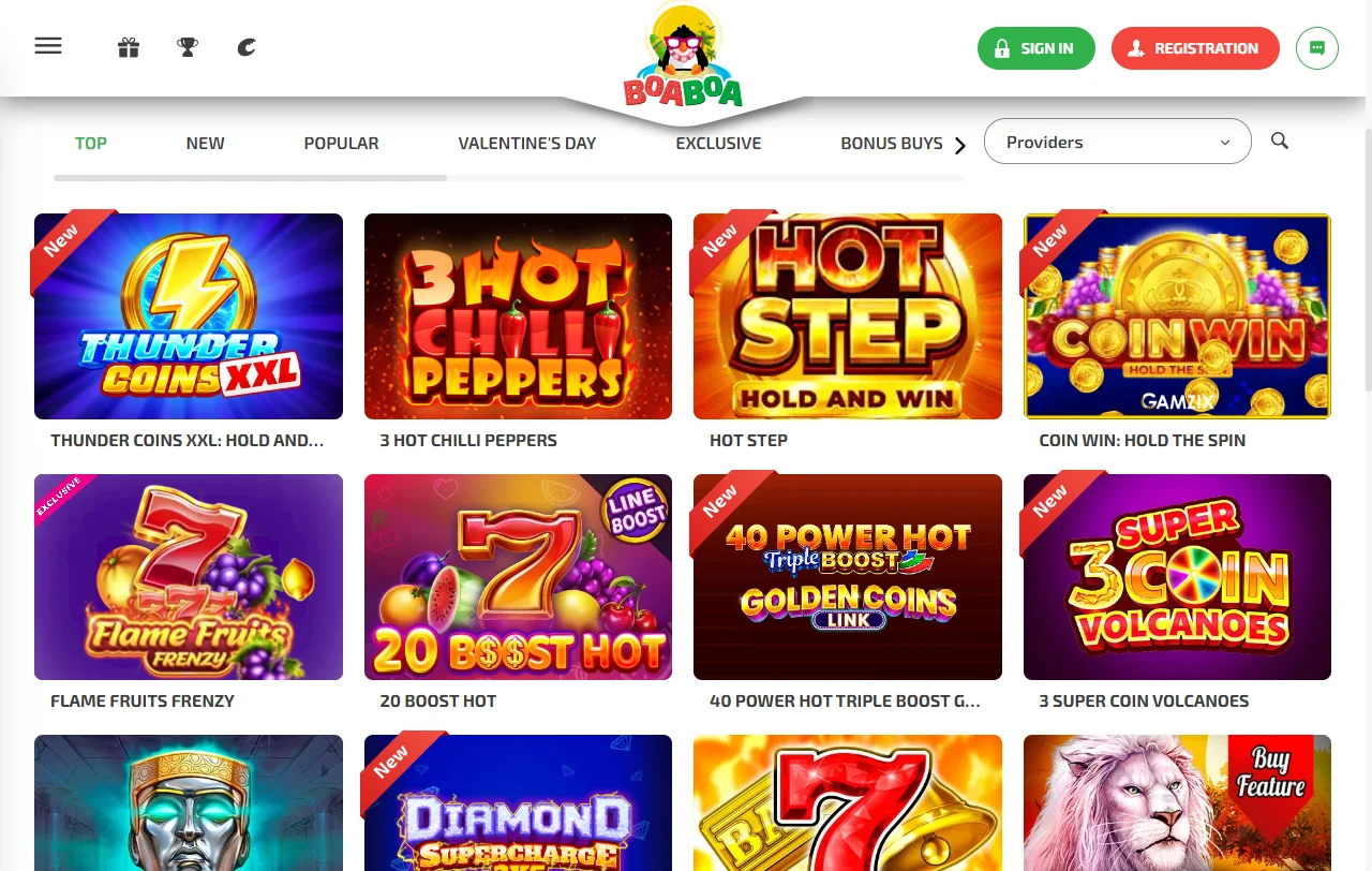 Bonus καλωσορίσματος της BoaBoa Casino: 100% έως 500 € και 200 free spins