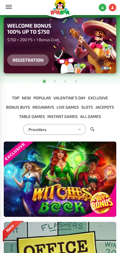 Mobile ιστότοπος της BoaBoa Casino σε iOS και Android χωρίς ξεχωριστή εφαρμογή