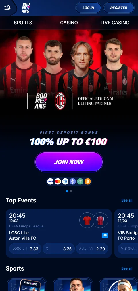 Το Boomerang casino σε κινητό μέσω browser και PWA χωρίς εφαρμογή