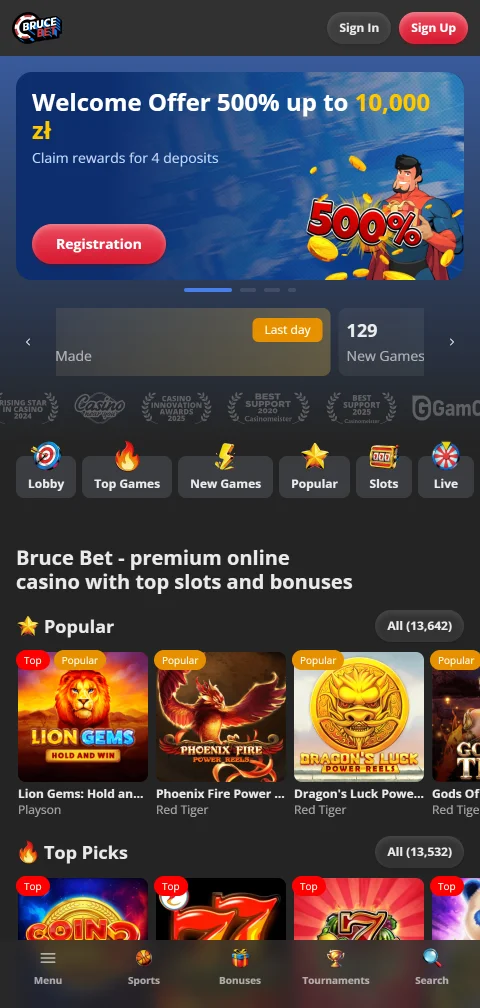 Το BruceBet Casino στο κινητό μέσω browser και εφαρμογής Android