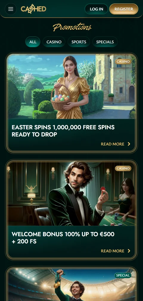 Ταμείο πληρωμών του Cashed Casino με κάρτες, Jeton, MiFinity και crypto