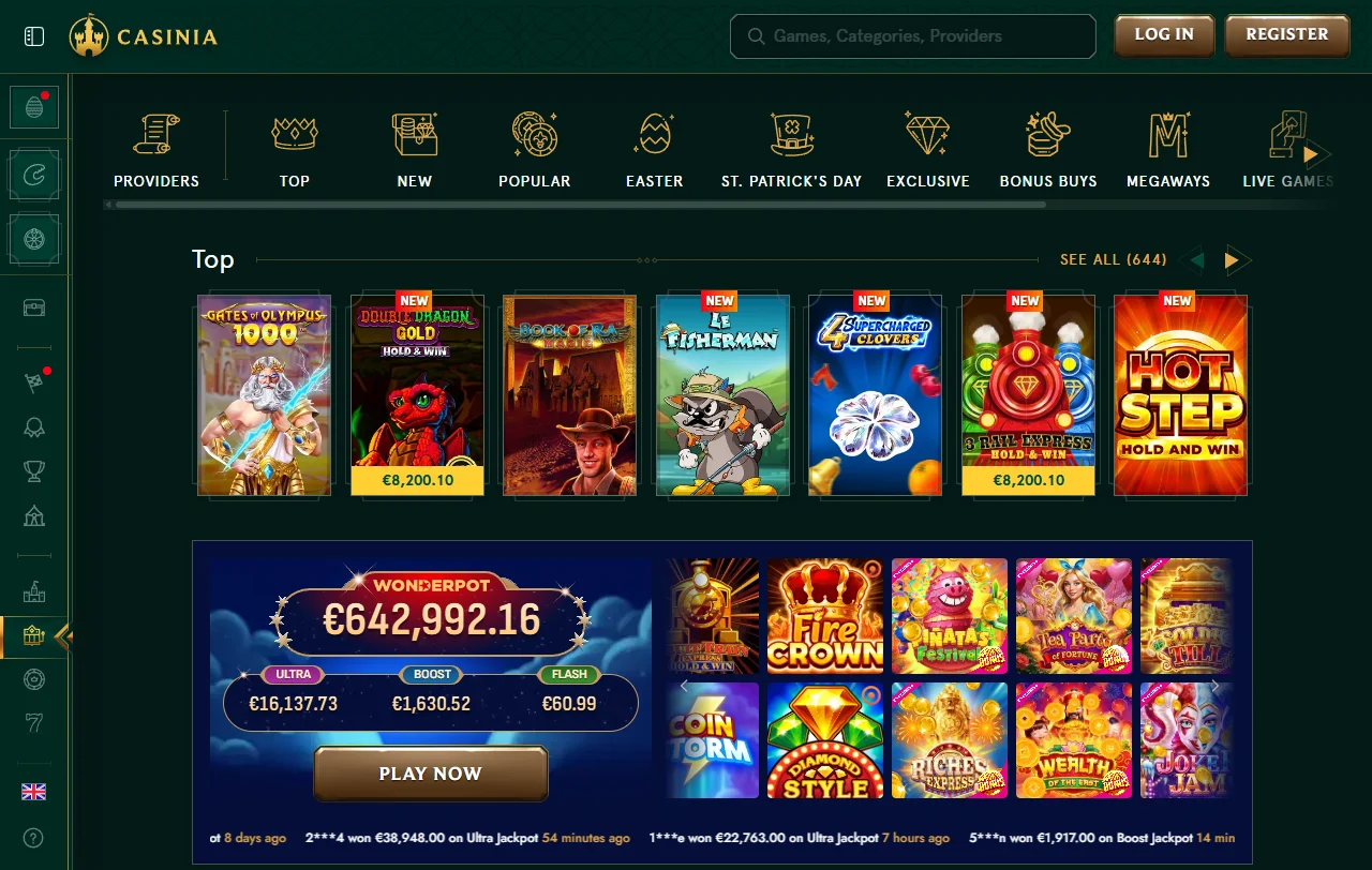 Προσφορά καλωσορίσματος Casinia Casino 100% έως 500 € με 200 free spins