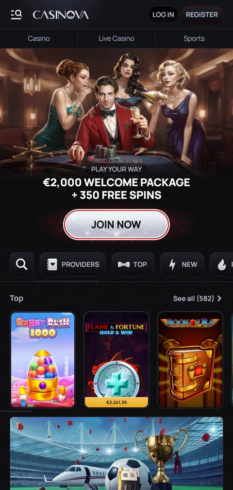Το Casinova Casino σε mobile browser χωρίς native εφαρμογή