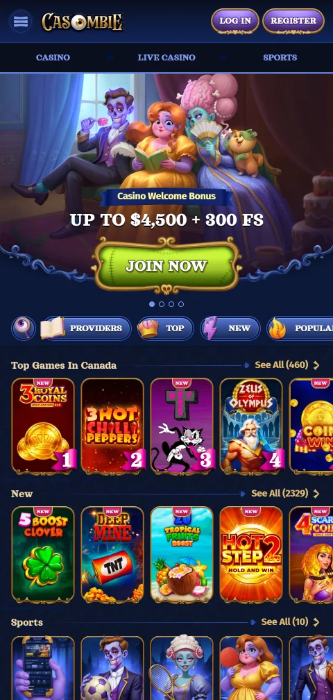 Έκδοση browser του Casombie Casino σε κινητό iOS και Android