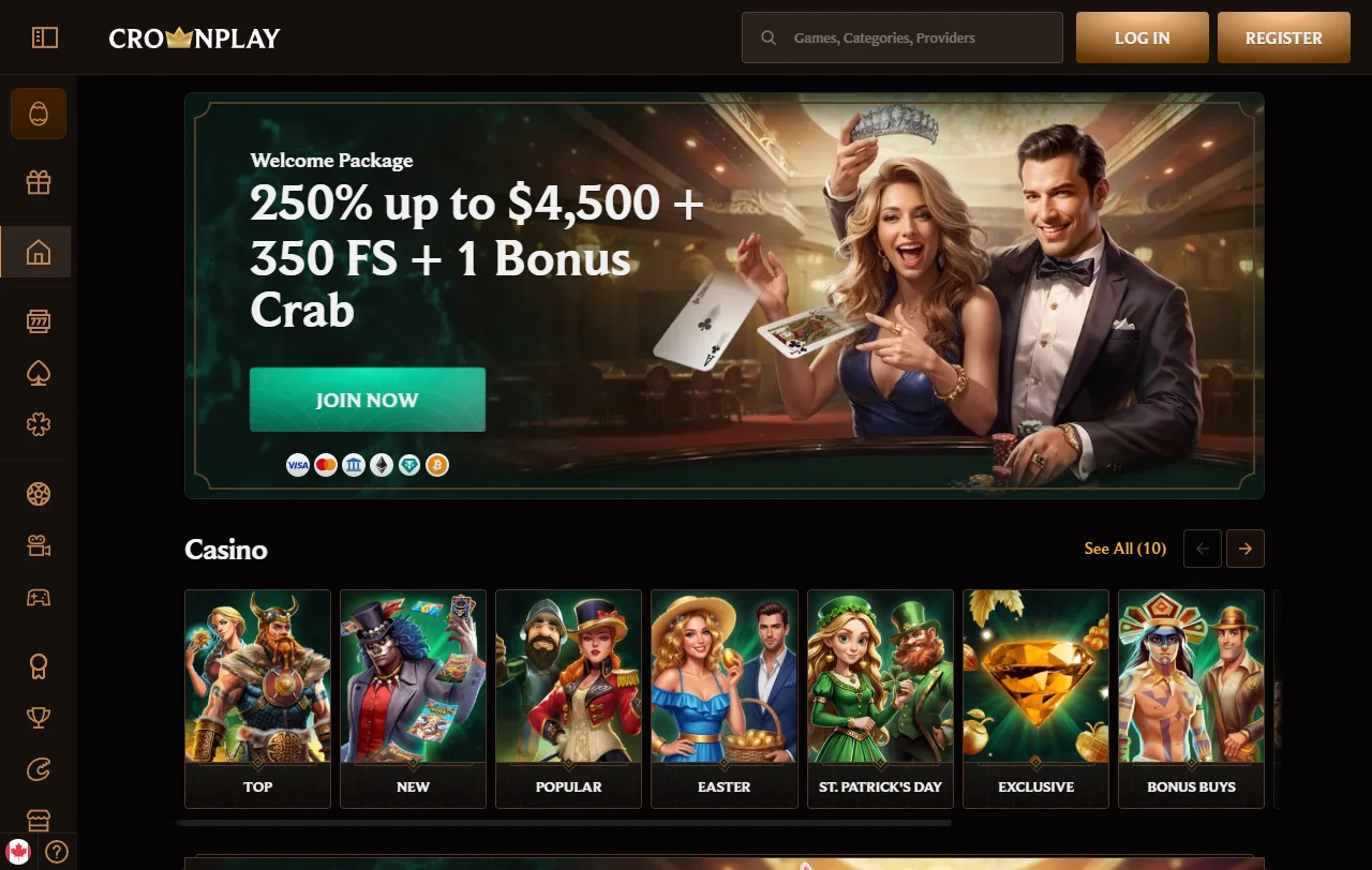 Αρχική σελίδα της CrownPlay με casino και sportsbook σε ενιαίο λογαριασμό