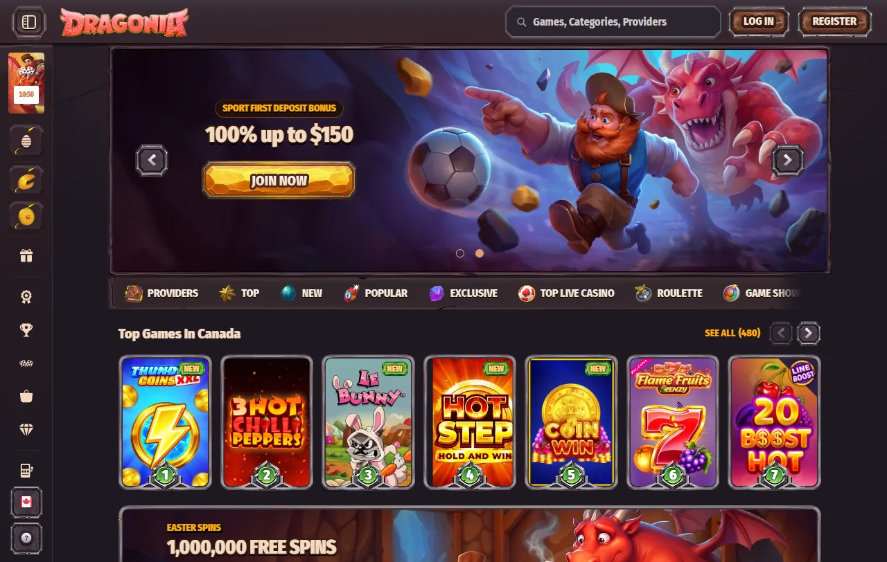 Επισκόπηση του Dragonia casino με casino και sportsbook σε έναν λογαριασμό
