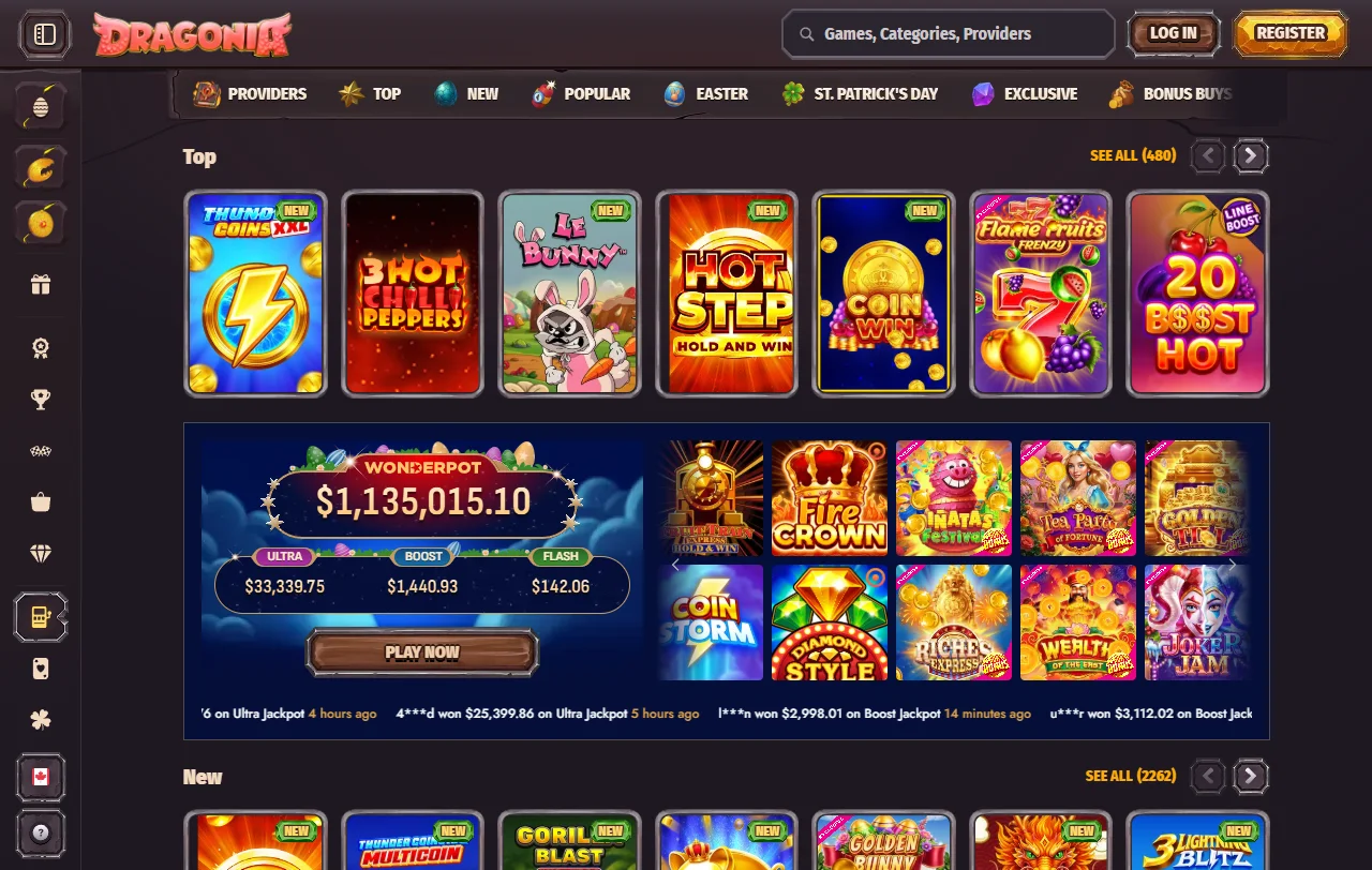 Μπόνους καλωσορίσματος Dragonia casino 100% έως 500 € με 200 free spins