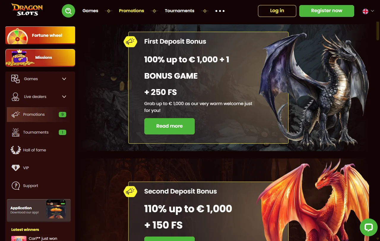 Κατάλογος κουλοχέρηδων του DragonSlots Casino με φίλτρα ανά πάροχο