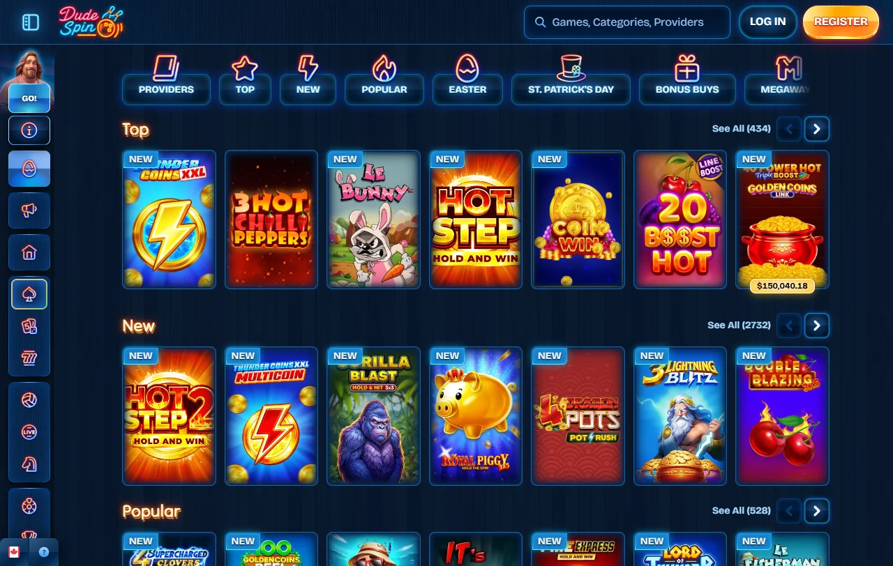 Πακέτο καλωσορίσματος του DudeSpin έως 2.000 € με 150 free spins
