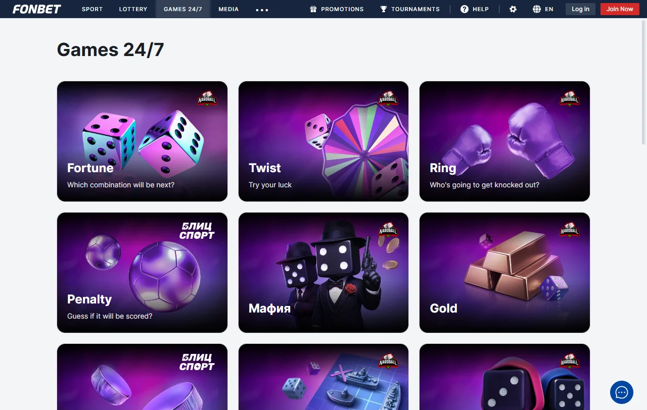 Κατάλογος slots και live τραπεζιών Evolution στο Fonbet Casino