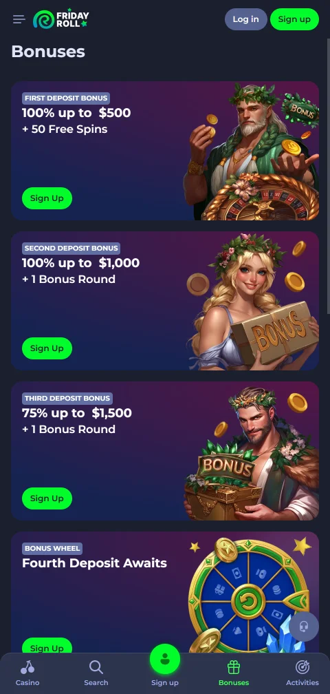 Ταμείο του FridayRoll Casino σε κινητό με Apple Pay και κρυπτονομίσματα