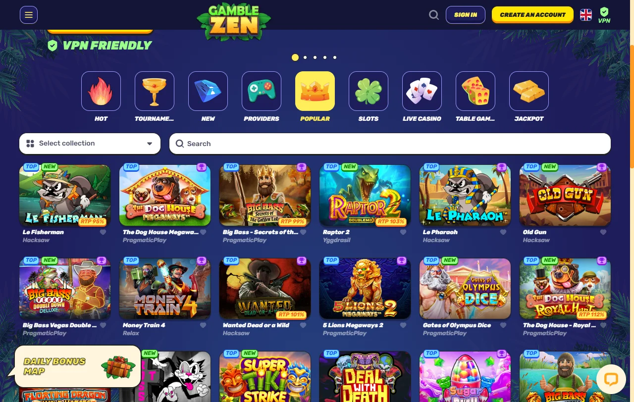 Gamblezen Casino όροι πακέτου καλωσορίσματος και cashback VIP