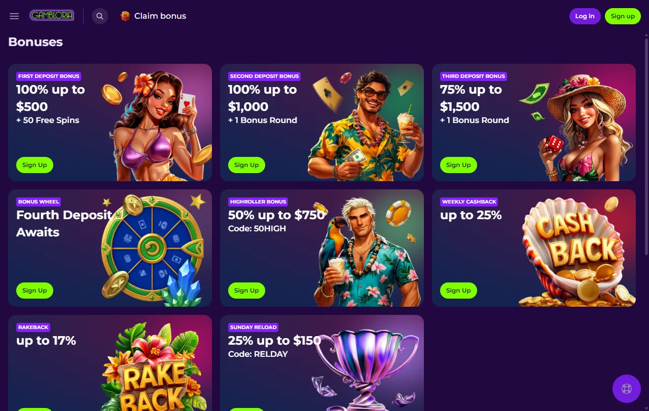 Βιβλιοθήκη slots του Gambloria με τίτλους από Pragmatic Play και Hacksaw Gaming
