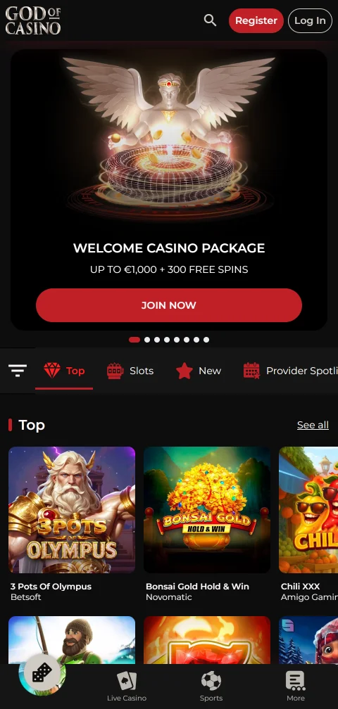 Ταμείο του God of Casino σε κινητό με κάρτες, e-wallets και κρυπτονομίσματα