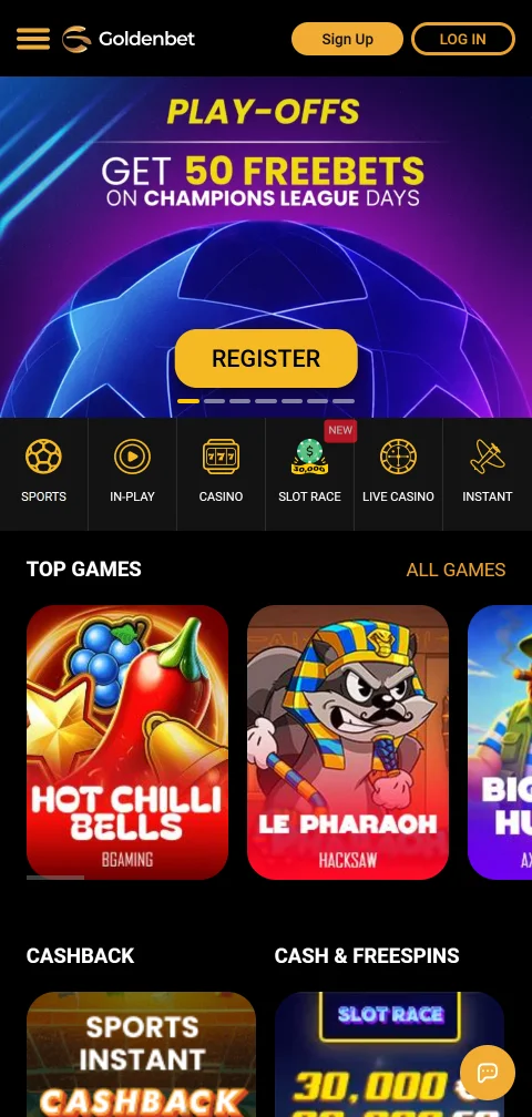 Έκδοση browser της GoldenBet σε κινητό με live στοίχημα και live casino