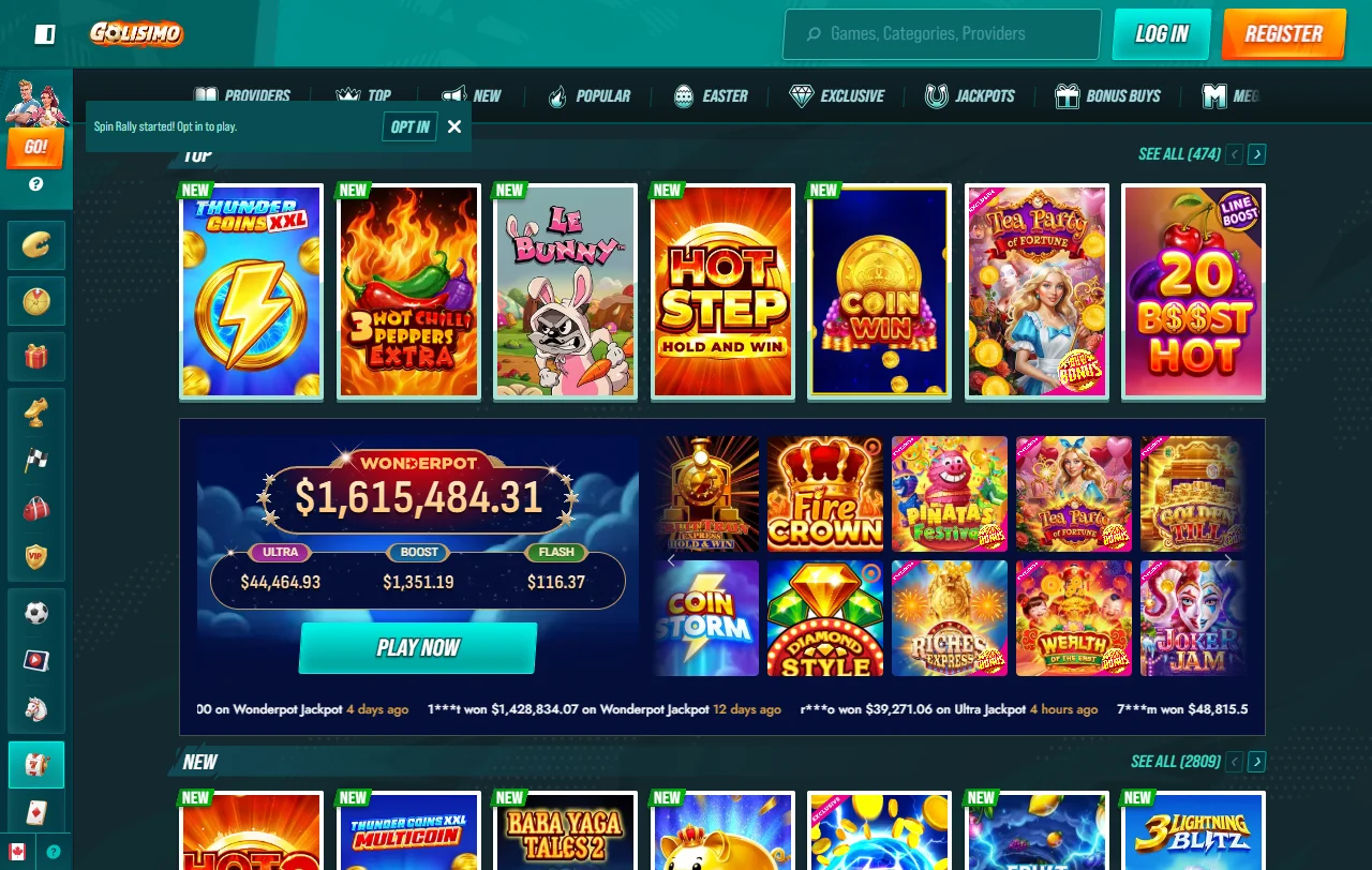 Πακέτο καλωσορίσματος του Golisimo Casino σε τέσσερις καταθέσεις με 300 free spins