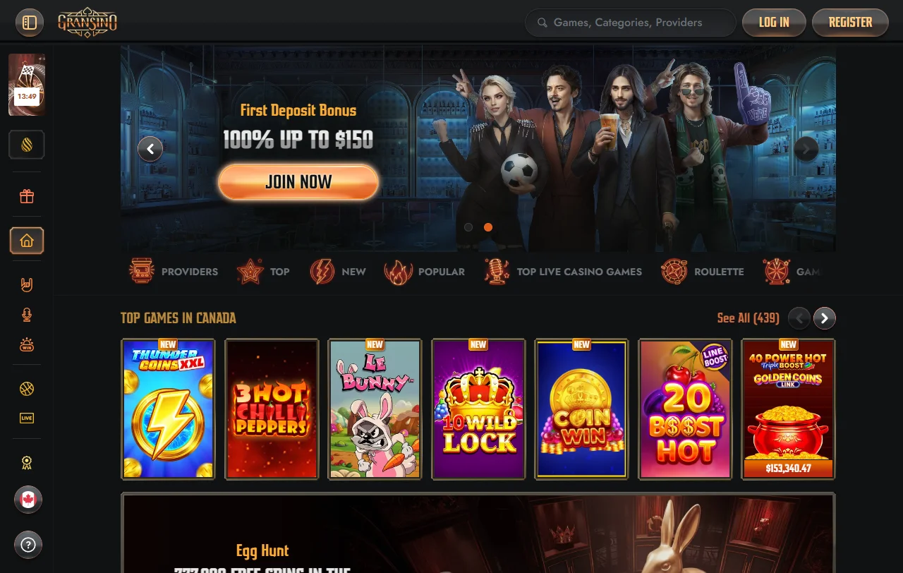 Γενική εικόνα του Gransino Casino με καζίνο και αθλητικό στοίχημα