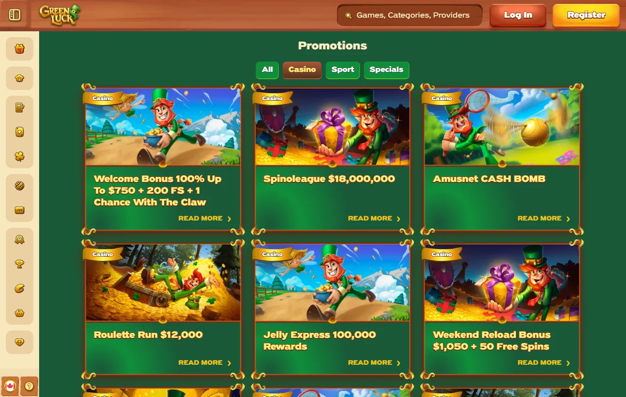 Βιβλιοθήκη slots και jackpots της GreenLuck Casino με τίτλους Pragmatic Play και Relax Gaming