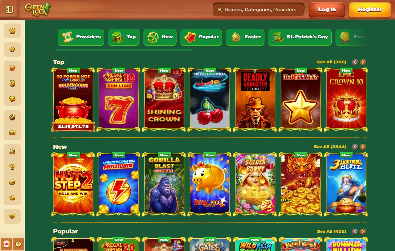 Προσφορές της GreenLuck Casino με το μπόνους καλωσορίσματος και το Bonus Shop