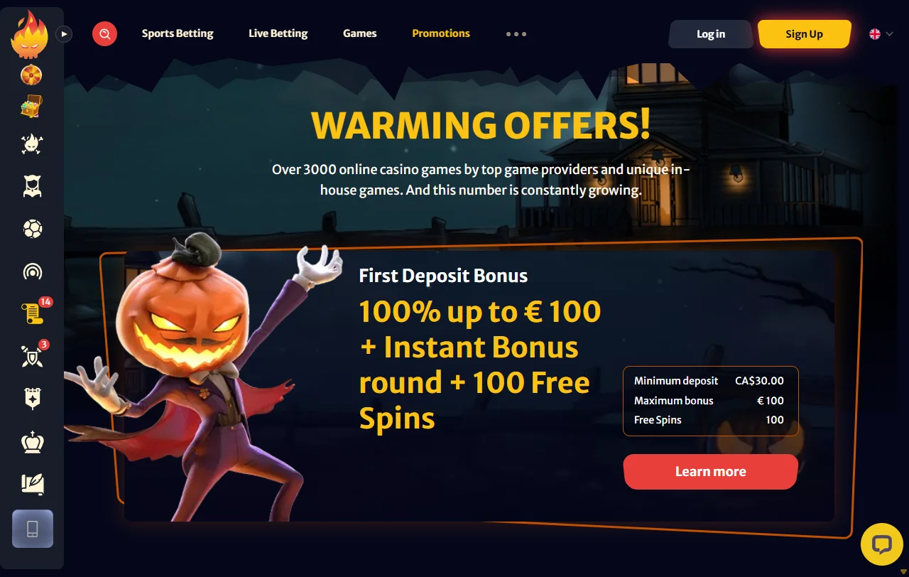 Lobby του HellSpin Casino με slots της Pragmatic Play και live τραπέζια Evolution