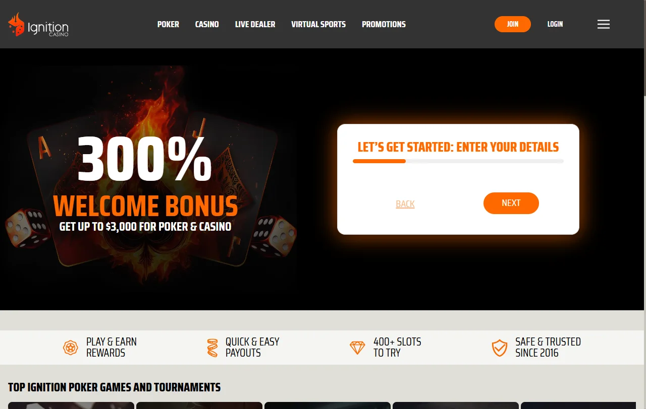 Ignition Casino: γενική εικόνα πλατφόρμας με offshore άδεια Anjouan, χωρίς άδεια ΕΕΕΠ