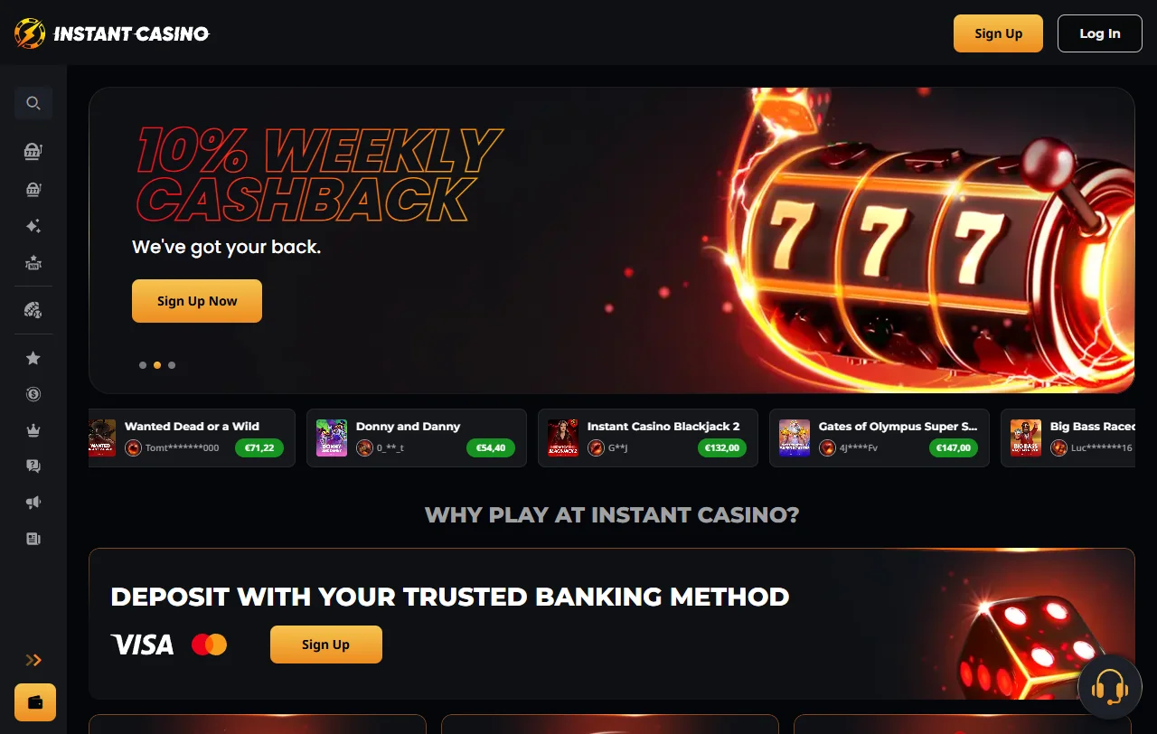 Επισκόπηση Instant Casino για παίκτες από την Ελλάδα με άδεια Curaçao