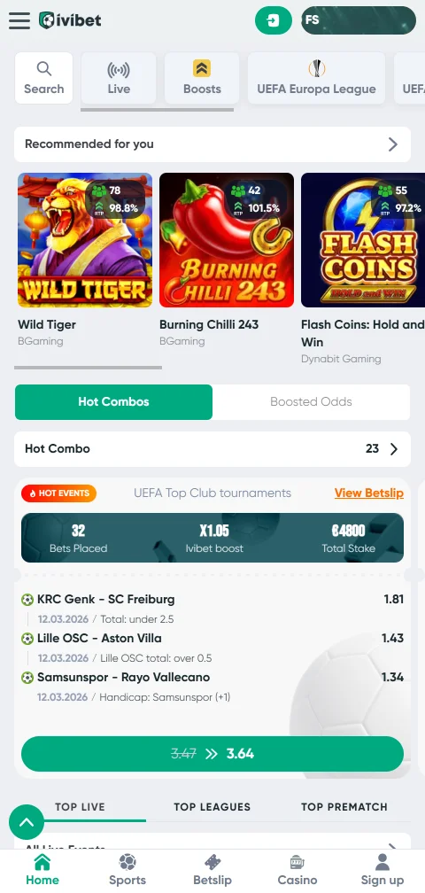 Το Ivibet ως web app σε κινητό iOS και Android